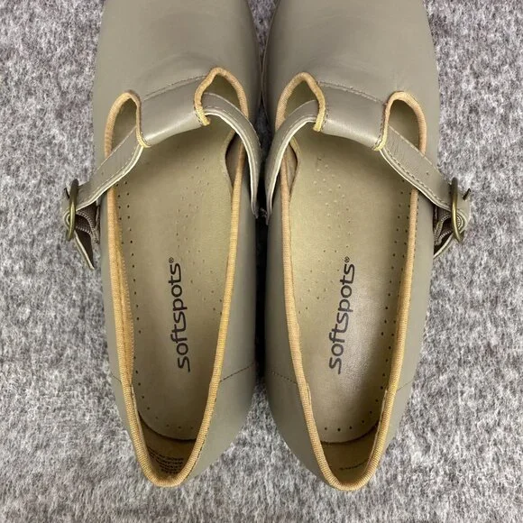 ✅ Womens 6.5M Softspots Comfort Shoes Gray/Tan Leather Mary Jane Casual Flats - Picture 12 of 12